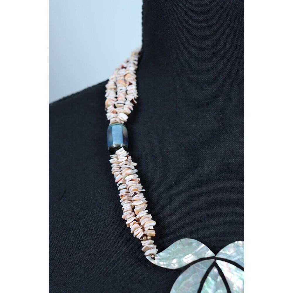 Lovely Abalone Shell Statement Necklace Large Aba… - image 8